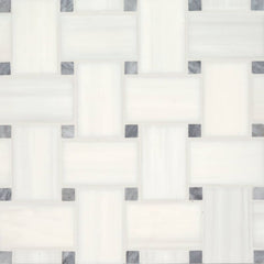Bedrosians Marble 11.22" x 11.22" Jumbo Basket Weave Mosaics Honed Dolomite / Bardiglio Dot