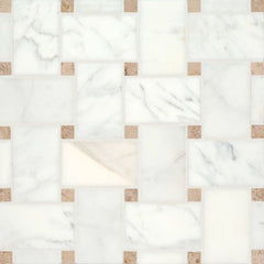 Bedrosians Marble 11.22" x 11.22" Jumbo Basket Weave Mosaics Honed Calacatta / Jura Beige Dot