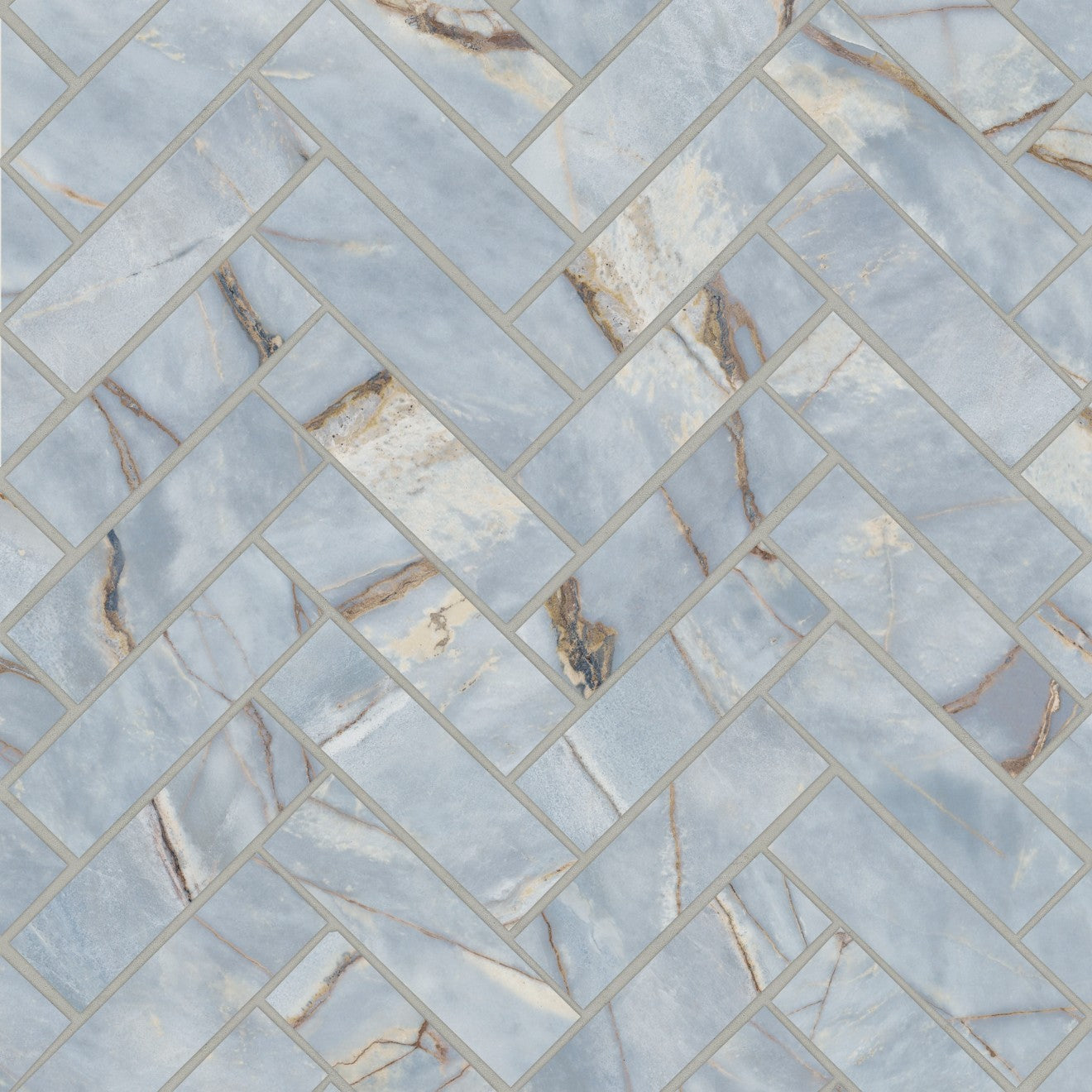 Bedrosians Magnifica Era Luxury 1" x 4" Herringbone Mosaic 12" x 12"  Deep River