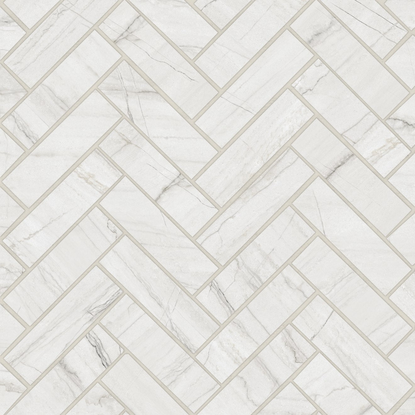 Bedrosians Magnifica Era Luxury 1" x 4" Herringbone Mosaic 12" x 12"  Mont Blanc