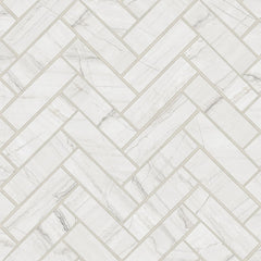 Bedrosians Magnifica Era Luxury 1" x 4" Herringbone Mosaic 12" x 12"  Mont Blanc