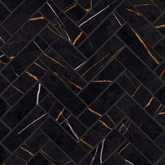 Bedrosians Magnifica Era Luxury 1" x 4" Herringbone Mosaic 12" x 12"  Sahara Noir
