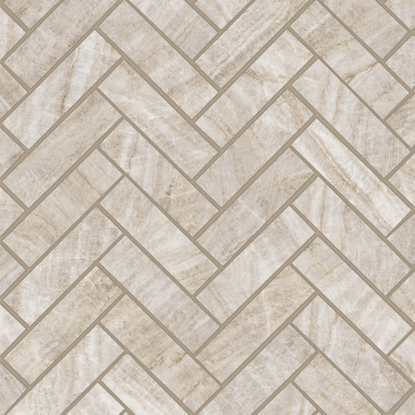 Bedrosians Magnifica Era Luxury 1" x 4" Herringbone Mosaic 12" x 12"  Taj Mahal