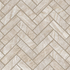 Bedrosians Magnifica Era Luxury 1" x 4" Herringbone Mosaic 12" x 12"  Taj Mahal