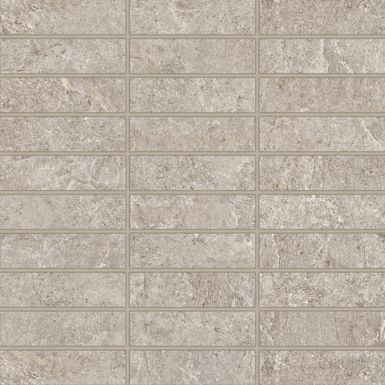 Bedrosians Farmhouse Living 1" x 4" Mosaic 12" x 12"  Pewter
