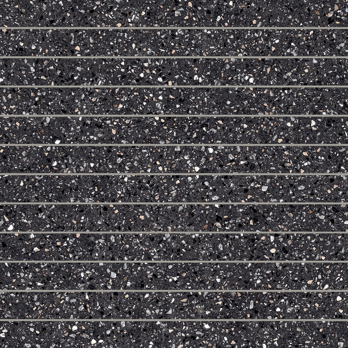 Bedrosians Mystere 1" x 12" Mosaic 12" x 12" Structured Black