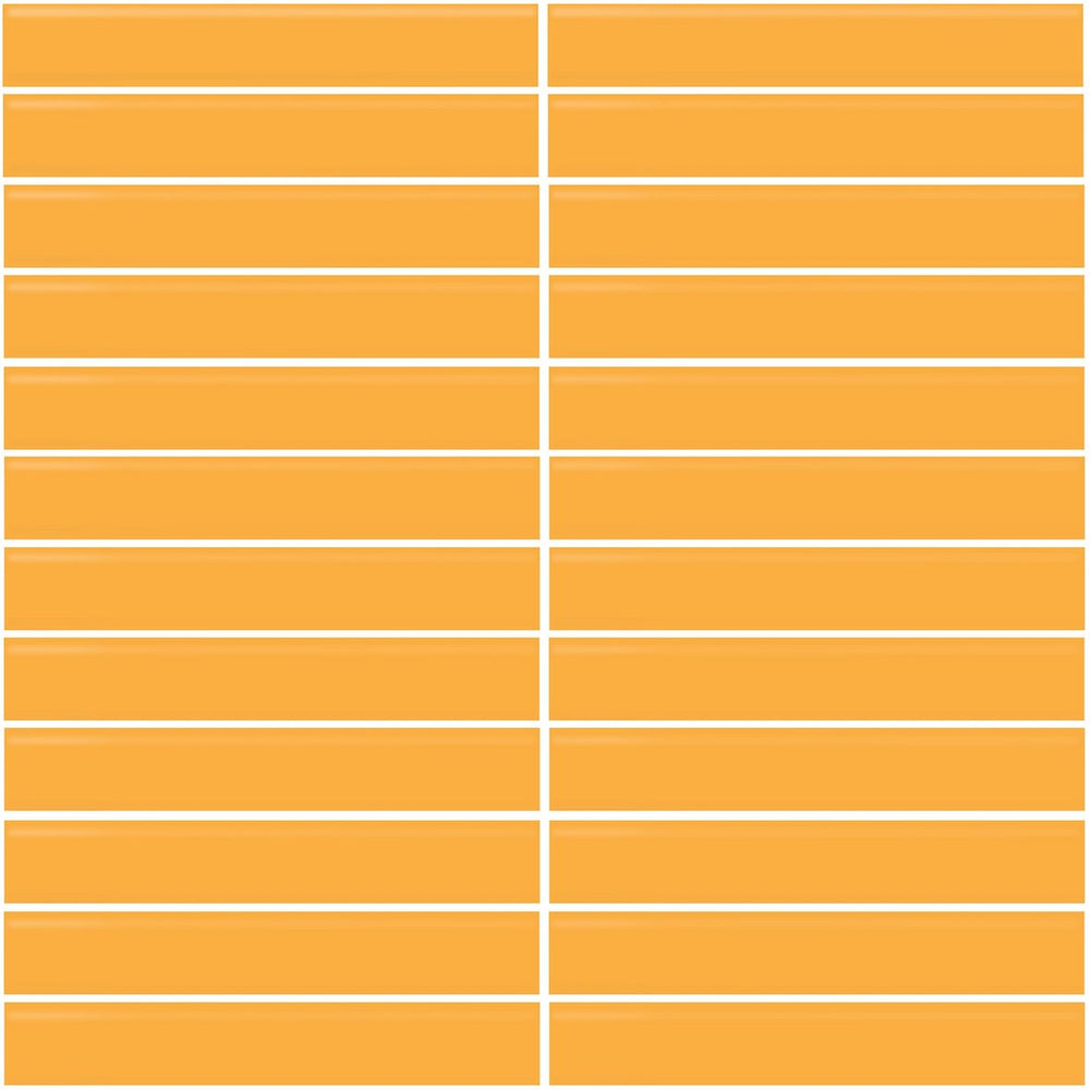 Daltile Color Wheel Mosaic 1'' x 6'' Straight 12'' x 10'' Glossy Mustard