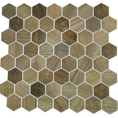 American Olean Crosswood 11" X 12" Glass Hexagonal Mosaic Sandpiper