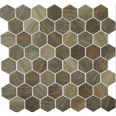 American Olean Crosswood 11" X 12" Glass Hexagonal Mosaic Heron