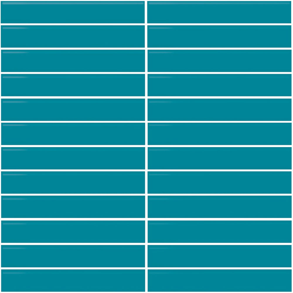 Daltile Color Wheel Mosaic 1'' x 6'' Straight 12'' x 10'' Glossy Ocean Blue