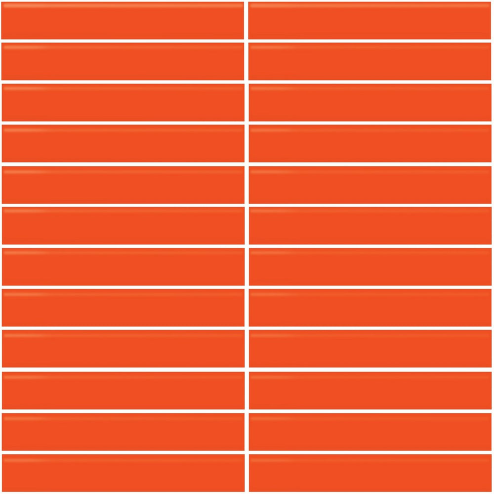 Daltile Color Wheel Mosaic 1'' x 6'' Straight 12'' x 10'' Glossy Orange Burst