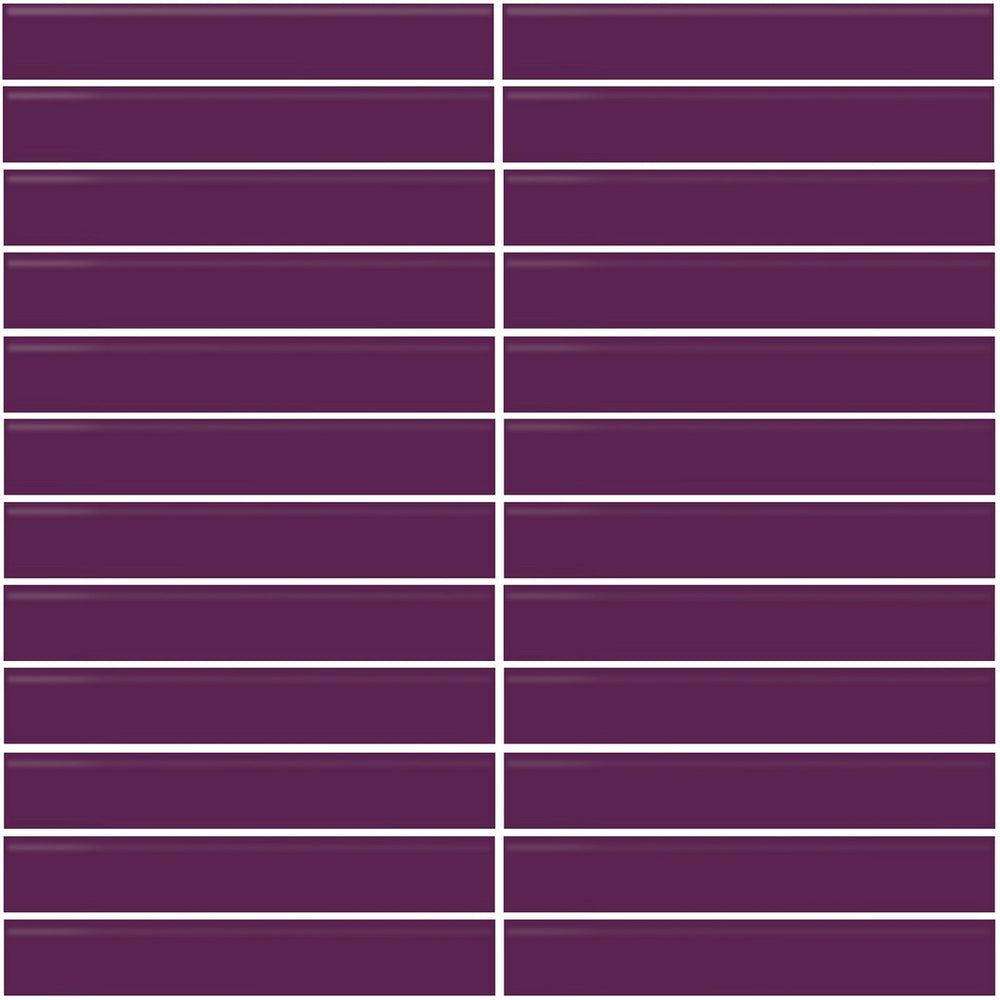 Daltile Color Wheel Mosaic 1'' x 6'' Straight 12'' x 10'' Glossy Plum Crazy