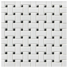 Tile Shop Basketweave Mosaic 12" x 12" Matte White/Black