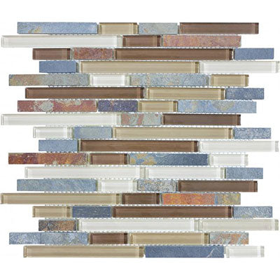 Chesapeake Slate Glass Linear Blend Mosaic Amber Tea