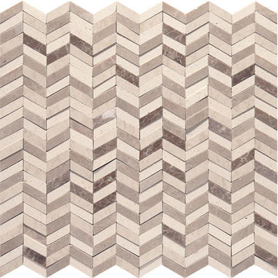 American Olean Candora Mini Chevron Mosaic Polished Light Beige & Brown Blend