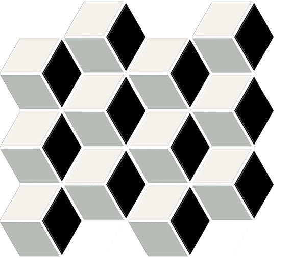 American Olean Color Story 12" X 13" Cube Mesh mounted Mosaic Cube
