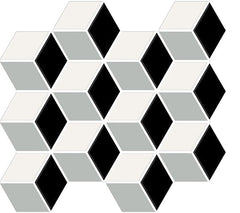 American Olean Color Story 12" X 13" Cube Mesh mounted Mosaic Cube