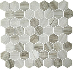 American Olean Crosswood 11" X 12" Glass Hexagonal Mosaic Seagull