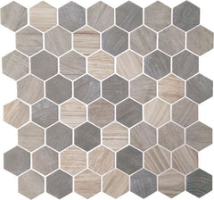 American Olean Crosswood 11" X 12" Glass Hexagonal Mosaic Pelican