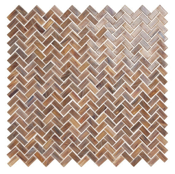 American Olean Novelty 12.5" X 12.5" Herringbone 3D Effect Fusion Glass Mosaic Tortoise