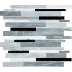 Chesapeake Ornamental Glass Random Strip Mosaic Arabescato