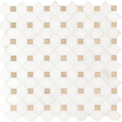 MS International Natural Stone Marble 12" x 12" Mosaic Bianco Dolomite Crema Dotty
