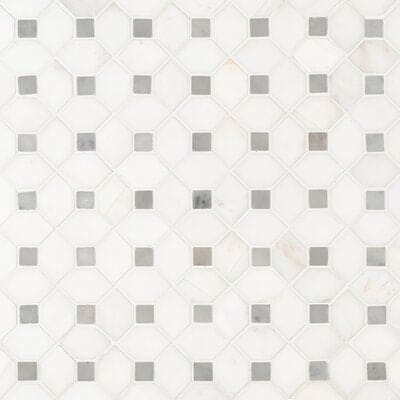 MS International Natural Stone Marble 12" x 12" Mosaic Bianco Dolomite Dotty