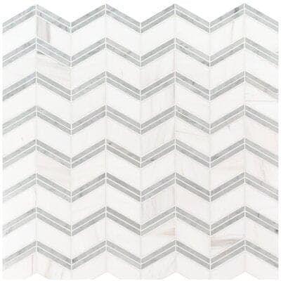 MS International Natural Stone Marble 12" x 12" Mosaic Bianco Dolomite Cheveron
