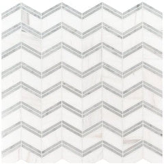 MS International Natural Stone Marble 12" x 12" Mosaic Bianco Dolomite Cheveron