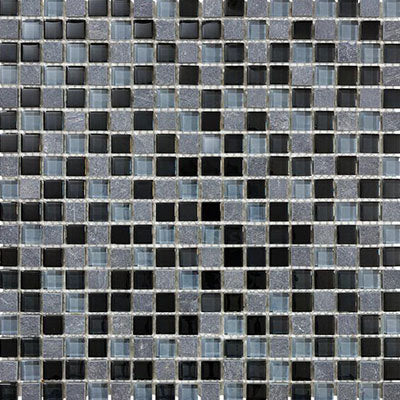 Chesapeake Slate Glass 0.62" x 0.62" Mosaic Black Timber