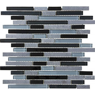 Chesapeake Slate Glass Linear Blend Mosaic Black Timber