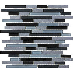 Chesapeake Slate Glass Linear Blend Mosaic Black Timber