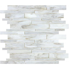 Chesapeake Ornamental Glass Random Strip Mosaic Calacatta