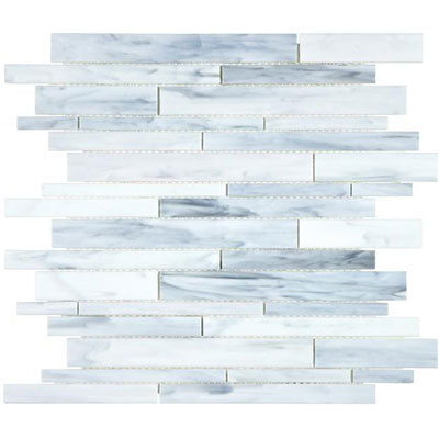 Chesapeake Ornamental Glass Random Strip Mosaic Carrara