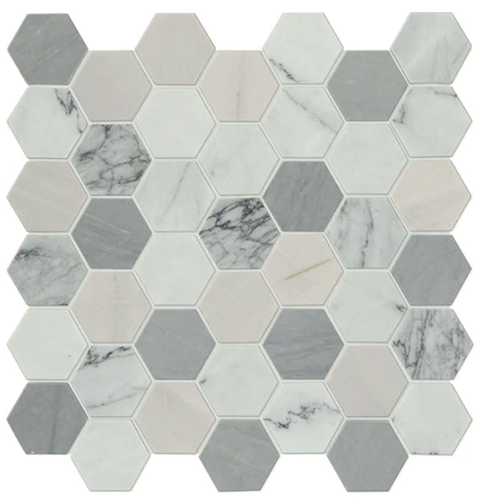Daltile Raine 12" X 12" Hexagon Cirrus Storm
