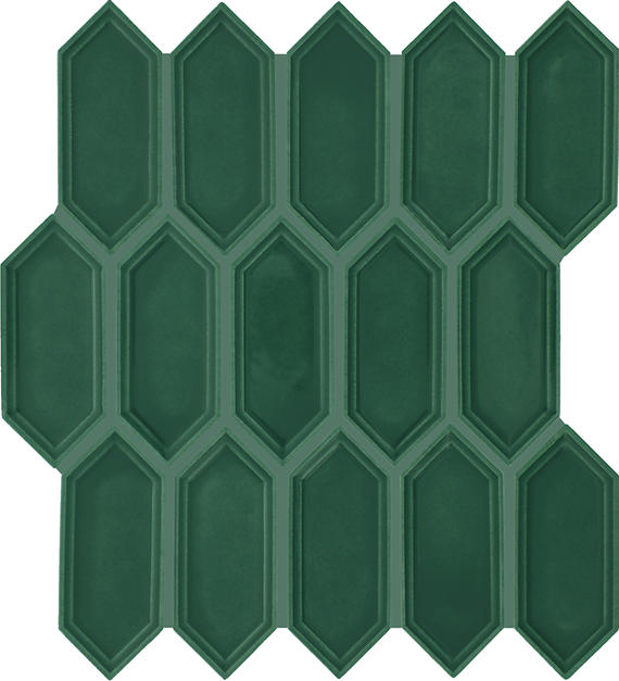 Daltile Luminique 2" x 5" Picket Mosaic 12" x 11" Glossy Juniper