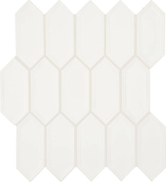 Daltile Luminique 2" x 5" Picket Mosaic 12" x 11" Glossy Arctic White