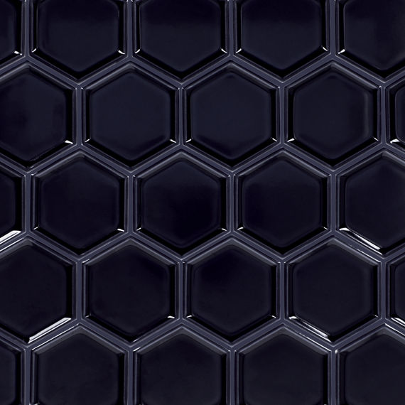 Daltile Artefino Jewel 2.5" Hex Framed Mosaic 14" x 12"  Obsidian