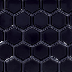 Daltile Artefino Jewel 2.5" Hex Framed Mosaic 14" x 12"  Obsidian