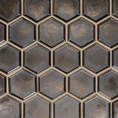 Daltile Artefino Jewel 2.5" Hex Framed Mosaic 14" x 12"  Antiqued Brass