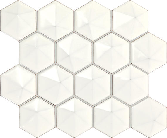 Daltile Artefino Jewel  3" Hex Pyramid Mosaic 12" x 11" Oyster