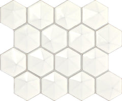 Daltile Artefino Jewel  3" Hex Pyramid Mosaic 12" x 11" Oyster