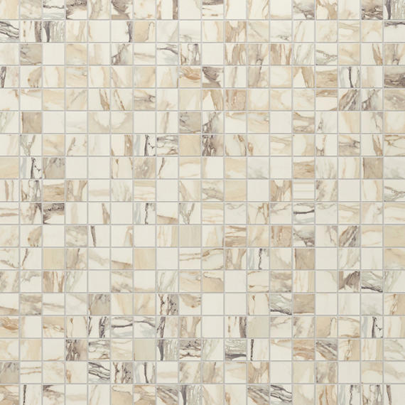 Daltile Panoramic Duet 2" x 2" Straight Joint Mosaic 12" x 24" Matte Calacatta Topaz