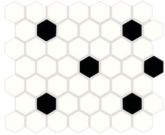 Daltile Color Wheel Mosaic 1.5" Hex Matte Arctic White/Black Matte