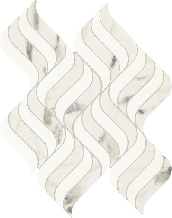 Daltile Eclessia Marble 14" x 18" Wave Polished Arabescato Argento Blend