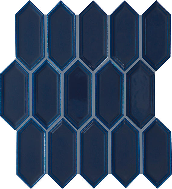 Daltile Luminique 2" x 5" Picket Mosaic 12" x 11" Glossy Navy