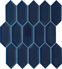 Daltile Luminique 2" x 5" Picket Mosaic 12" x 11" Glossy Navy