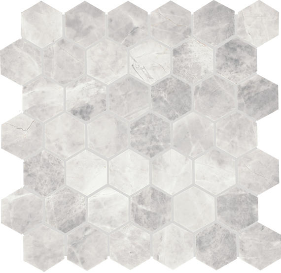 Daltile Eclessia Marble 2" Hex Mosaic 12" x 13" Honed Cristallo