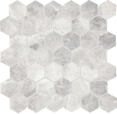 Daltile Eclessia Marble 2" Hex Mosaic 12" x 13" Honed Cristallo