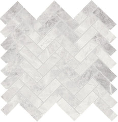 Daltile Eclessia Marble 1" x 3" Herringbone Mosaic 13" x 14" Cristallo